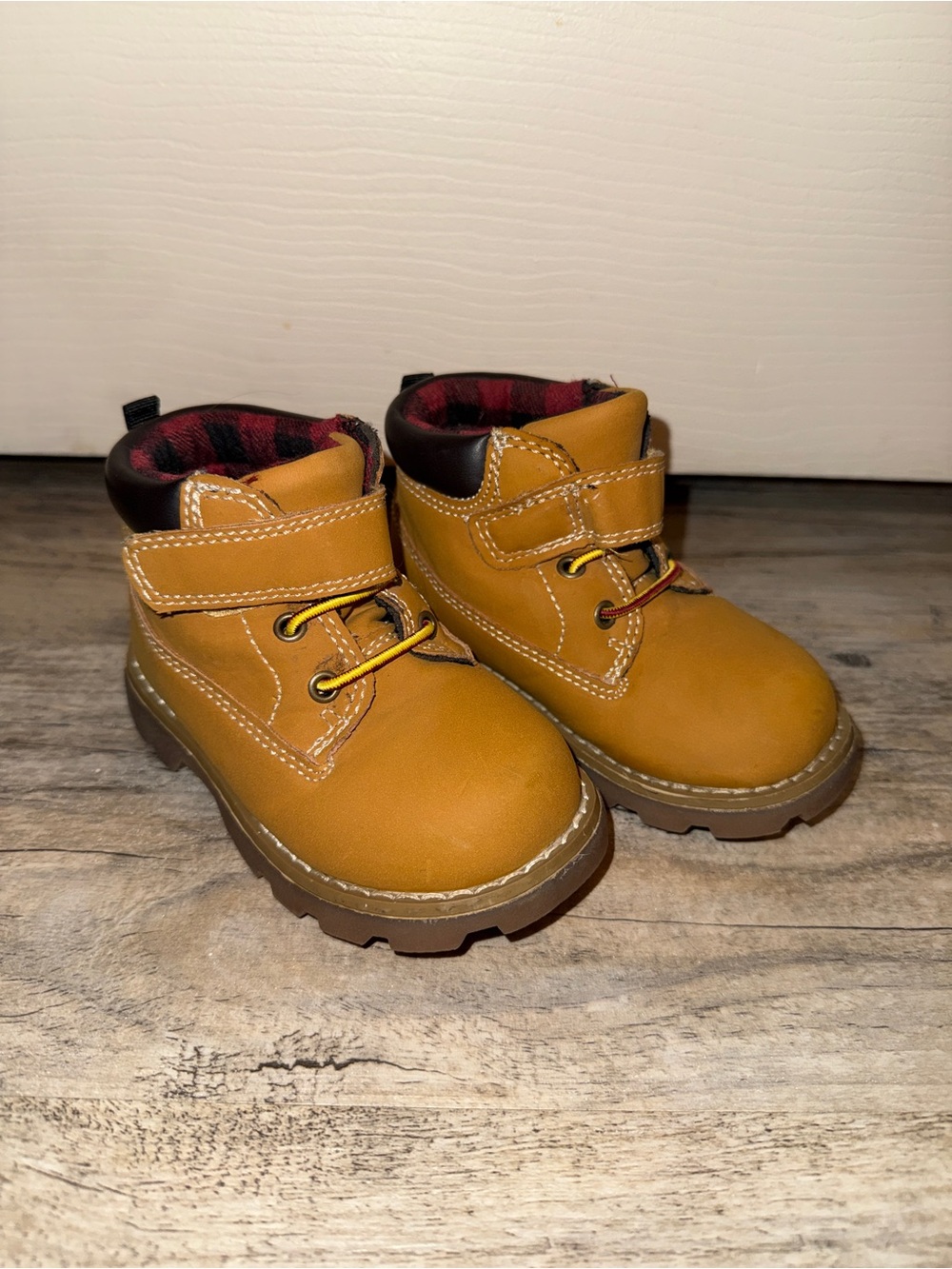 Falls Creek Tan/Yellow Kids Lace & Hook Boots
